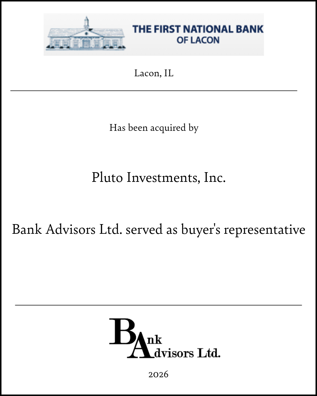Lacon State Bank Transaction