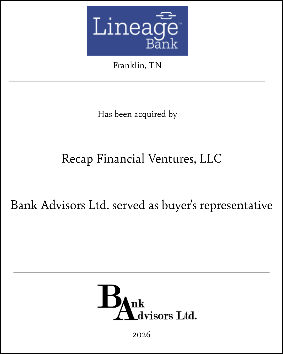 Lineage Bank Transaction