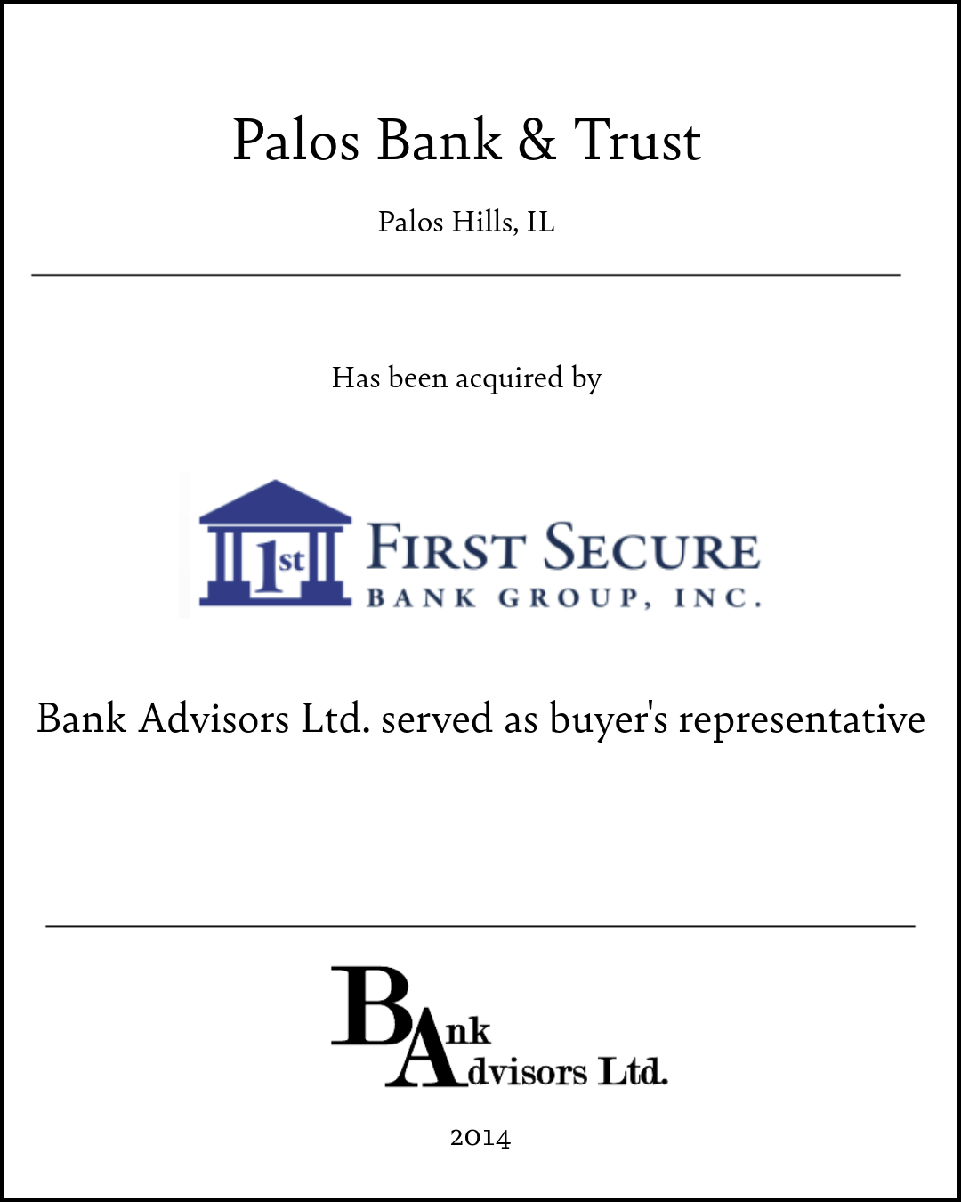 Palos Bank Transaction 2014